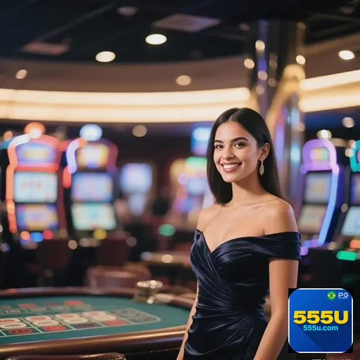 Imagem relacionada a cassino, com logo 555u, destacando o site 555u para jogos de azar online.