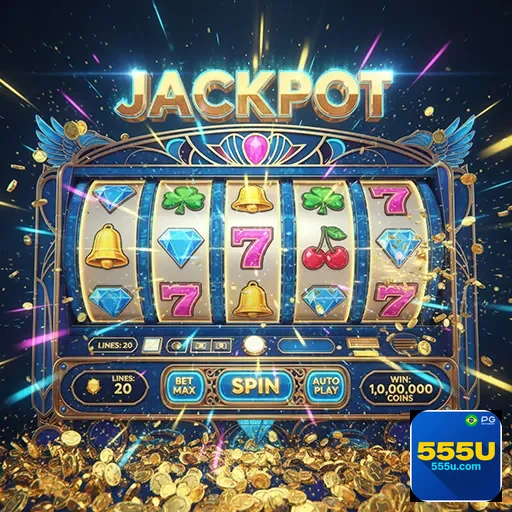 Imagem de uma máquina de slots de cassino no site 555u, voltada para jogos de azar e entretenimento